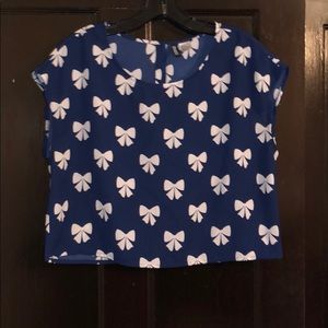 Navy and white bow crop top, H&M, size 6